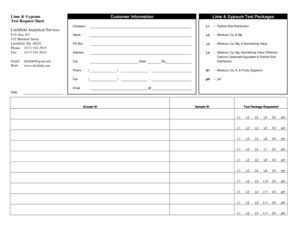 Fillable Online Lime Form Litchfield Analytical Services Fax Email