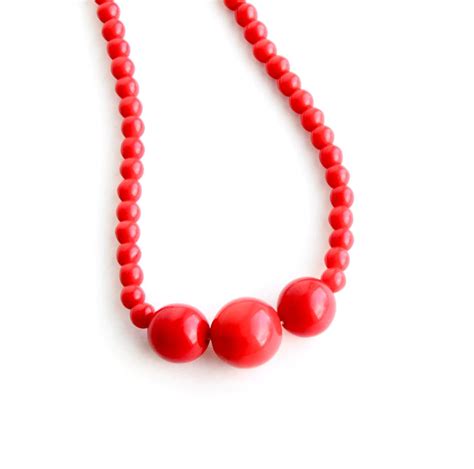 Vintage Red Coral Bead Necklace