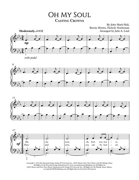 Oh My Soul Arr Julie A Lind By Casting Crowns Sheet Music For Piano