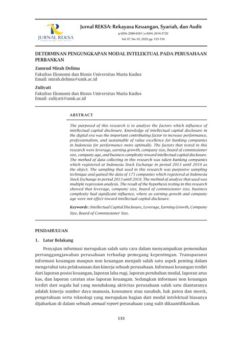 PDF DETERMINAN PENGUNGKAPAN MODAL INTELEKTUAL PADA PERUSAHAAN PERBANKAN