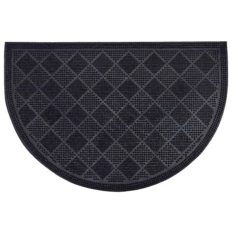 Outdoor Half Round Front Door Mat Drew Checkerboard Rubber Rug X Black