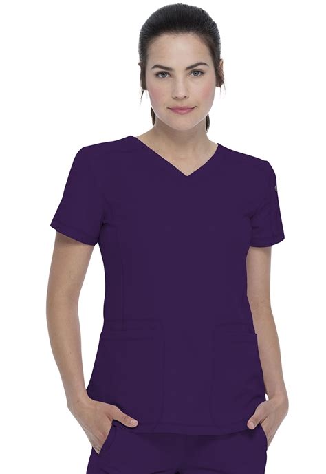 Dickies Dynamix Medical Scrubs Top For Women V Neck Dk Xs Eggplant