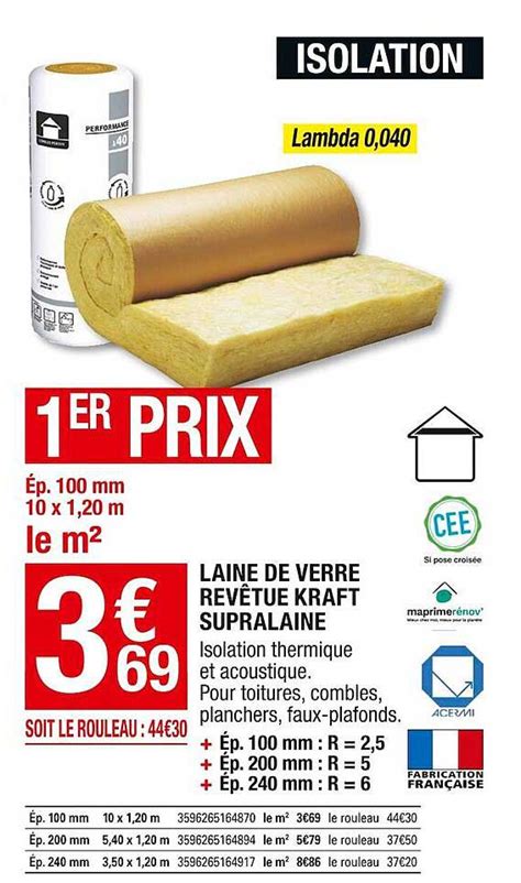 Promo Laine De Verre Rev Tue Kraft Supralaine Chez Brico D P T