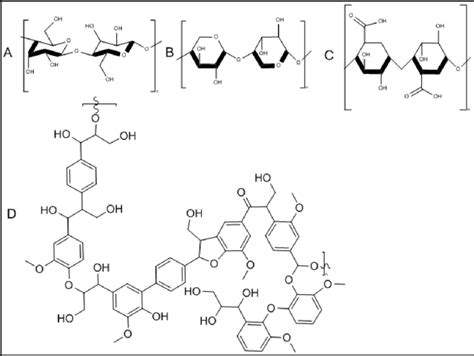 Structural Representations Of Cellulose A Hemicellulose B Pectin