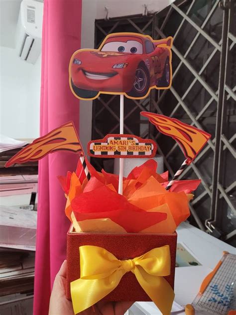 Inspired Cars Centerpiece Lightning Mcqueen Centerpiece Etsy