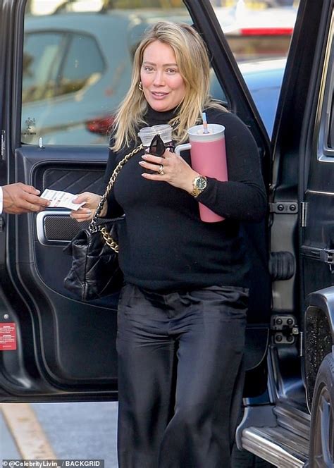 Hilary Duff Proudly Shows Off Her Growing Baby Bump In A Black