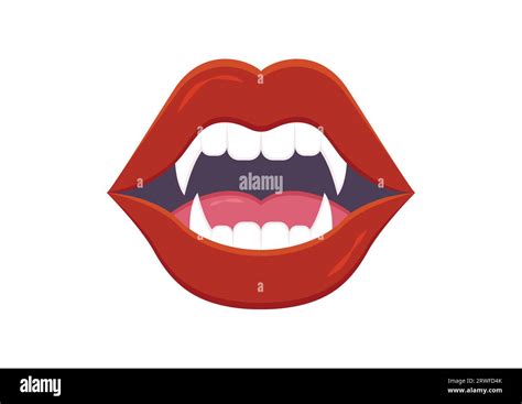 Vampire Mouth Teeth Vector Flat Design Isolated On White Background