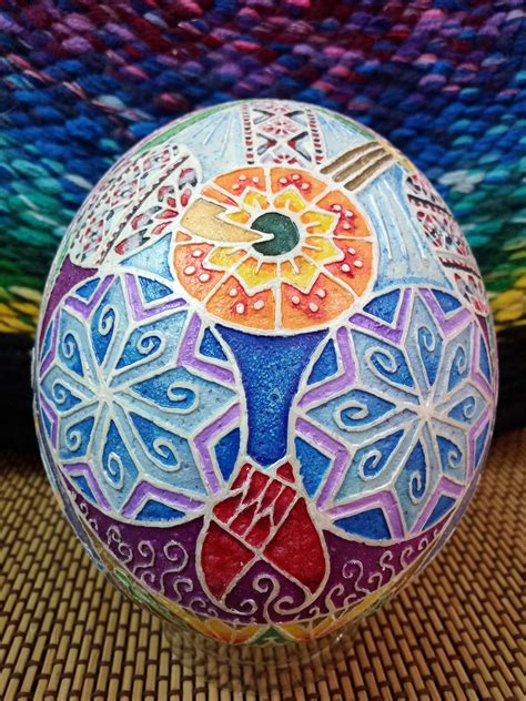 Ukrainian Carved Ostrich Egg Art Cossack Mamai Handmade Gift Pysanka