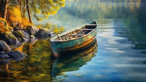 Premium AI Image | A painting of a boat on the water