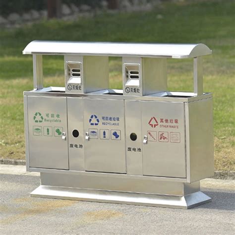 Recycle Hotel Outside Square Stainless Steel Waste Container Garbage