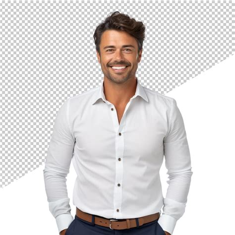 Premium Psd A Man With A White Shirt That Says Quot He Is Smiling Quot