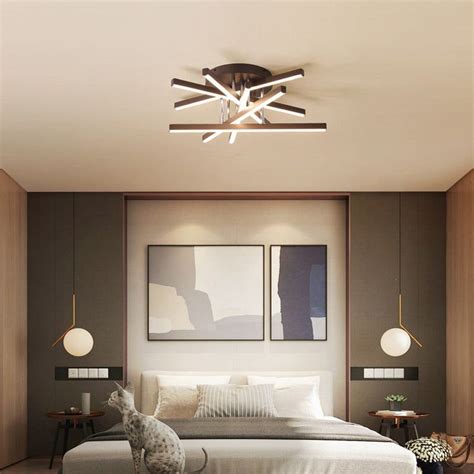 Contemporary Stick Flush Mount Light Aluminum Bedroom LED Semi Flush