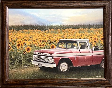 Lori Deiter Sunflower Truck Art Print Framed 185 X 145