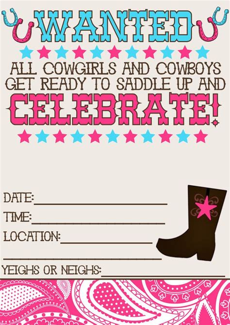 Free Cowgirl Party Printables Printable Templates Your Go To