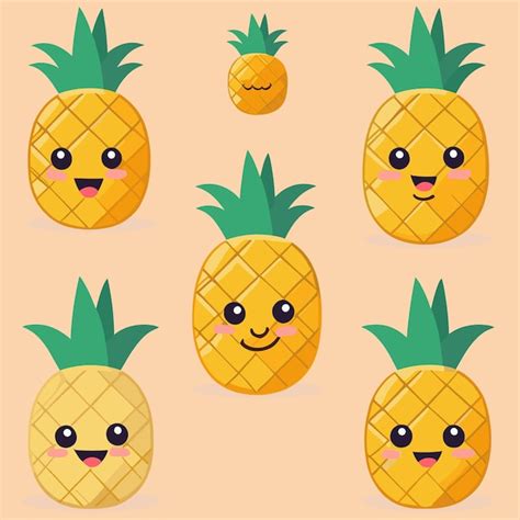 Conception De Vecteur De Dessin Anim Mignon Ananas Vecteur Premium