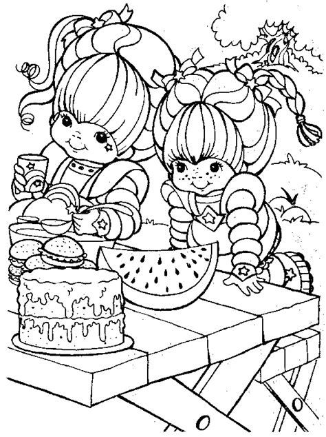 Desenho De Rainbow Brite E Amiga Comendo Para Colorir Tudodesenhos