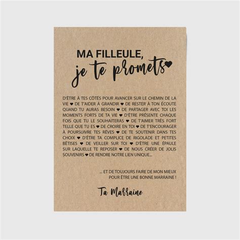 Carte Filleule Marraine personnalisable idée cadeau baptême cadeau