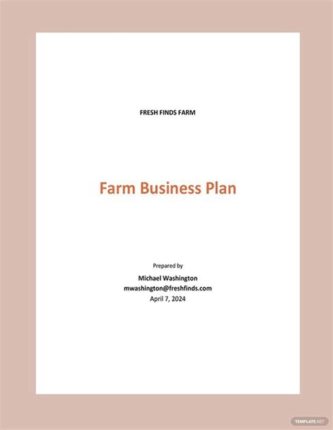 Farm Business Plan Templates Word Pdf Excel Google Docs Apple