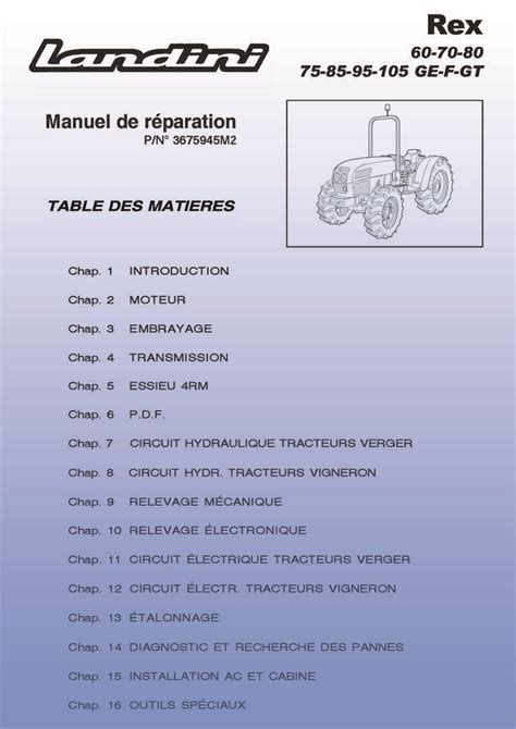 Revue Technique Manuel Et Notice D Entretien Pour Tracteurs Landini