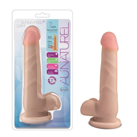 Sam Dildo 7in Au Naturel Sensa Feel W Balls Beige Blush Satisfaction