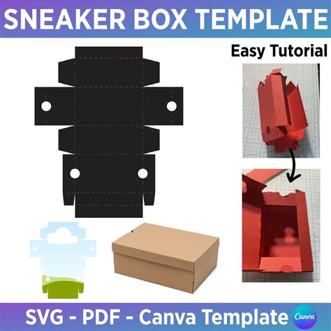 Sneaker Shoe Box Template Svg Pdf Canva Template With Tutorial Shoe