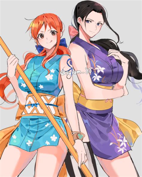 Nami And Nico Robin One Piece Drawn By Joman Danbooru