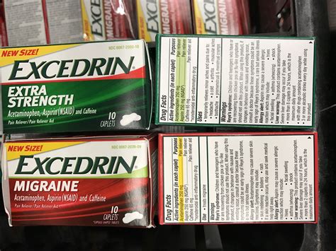 Excedrin Migraine and Excedrin Extra Strength have exactly the same ...