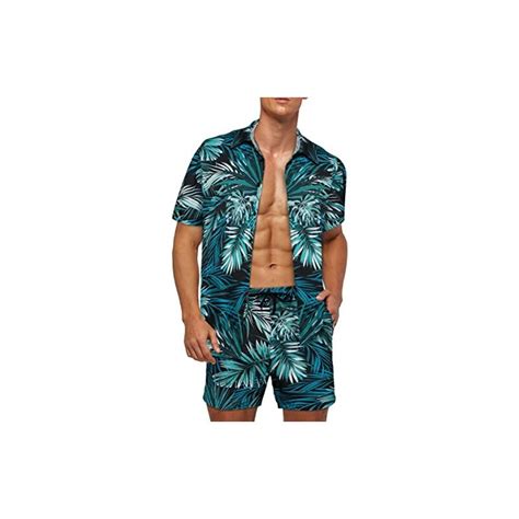 Wirltte Camicia Hawaiana E Pantaloncini Da Uomo Set Camicia Da Spiaggia