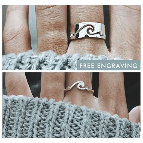 Wave Promise Ring Set His And Hers Promise Rings For Couples Etsy