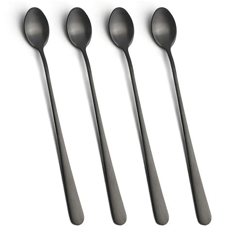 Buy IQCWOOD Long Handle Spoons 9 Inch Black Iced Tea Spoons Coffee