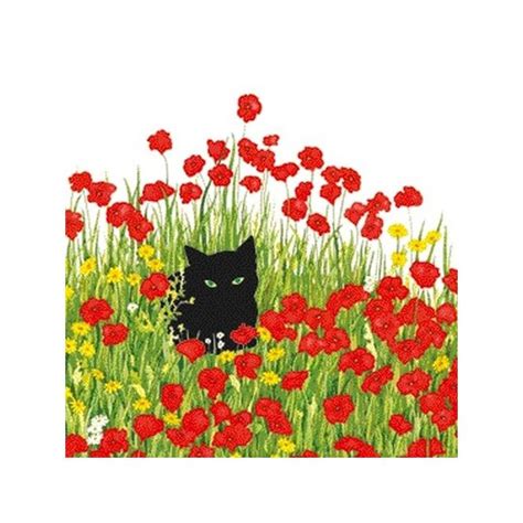 Serviettes En Papier D Coupage Collage Cm Chat Noir Coquelicot