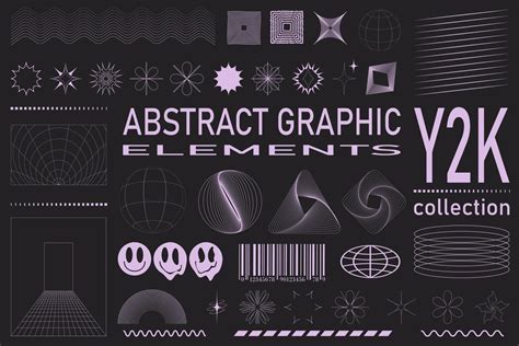 Retro futuristic elements for design. Collection of abstract graphic ...