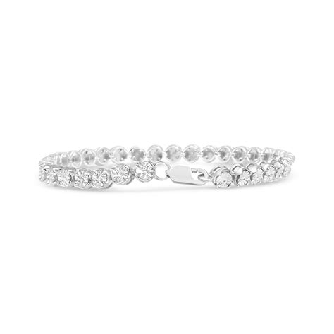 925 Sterling Silver 1 2 Carat Round Miracle Set Diamond Tennis Bracelet For Sale At 1stdibs