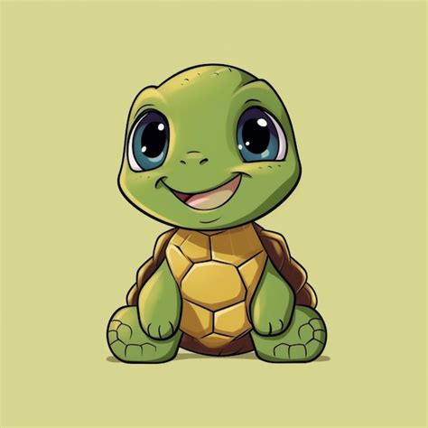 Premium Ai Image A Cartoon Turtle Sitting On The Ground With A Smile