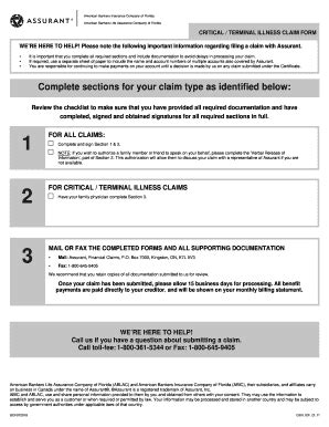 Fillable Online Critical Terminal Illness Claim Form Fax Email Print