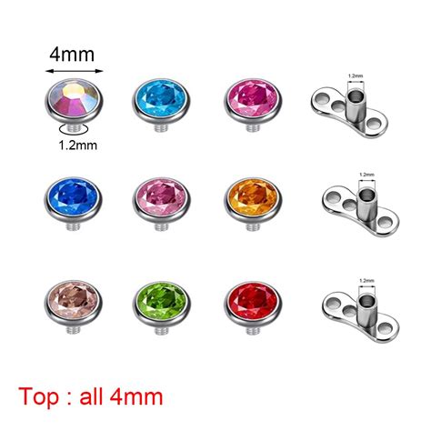 1 Set 2 5 3 4mm Surgical Steel Crystal Micro Dermal Piercing Opal