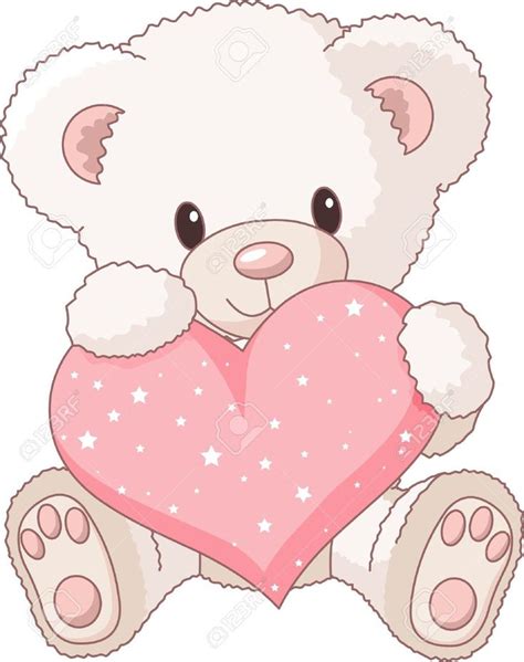 Lindo Osito De Peluche Con Corazón Rosa Amor Osos De Peluche Clipart