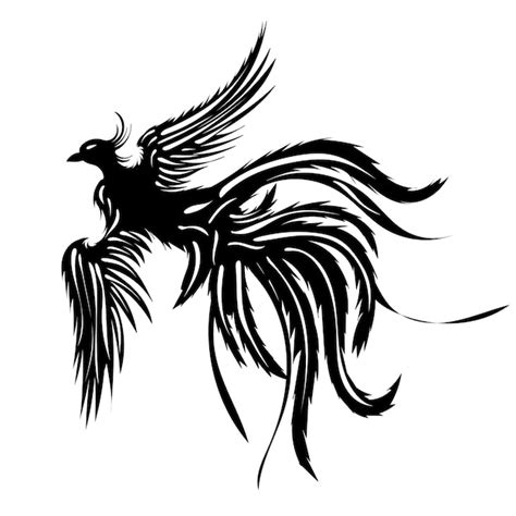 Premium Vector Black Silhouette Phoenix Bird Isolated Vector