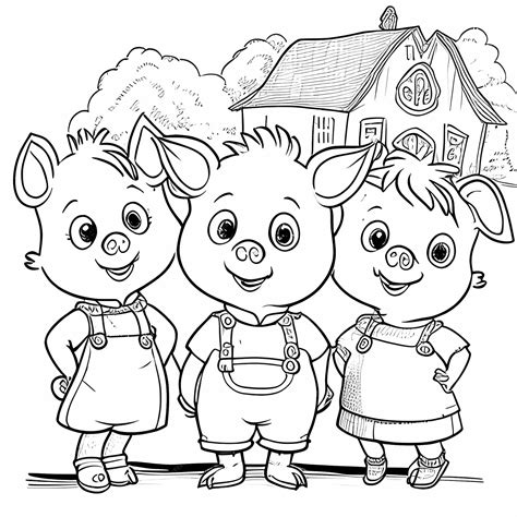 Porquinhos Colorir - Atividade de colorir As Aventuras dos Três Porquinhos para Crianças ...
