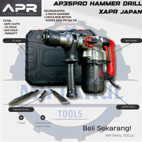 Promo Bor Hammer Rotary APR JAPAN A35 PRO MAX Hammer Drill Mesin Bobok