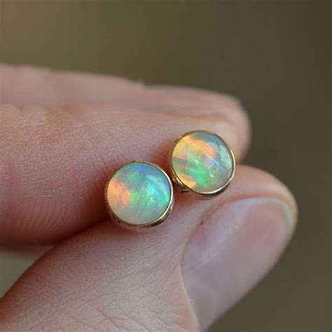 Natural Ethiopian Opal Stud Earrings Genuine Opal Earrings Etsy