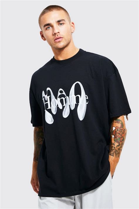 Oversized Extended Neck Graphic T Shirt Boohoo