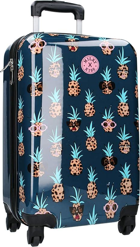 Milky Kiss Valise à Roulettes pour Filles Motif Ananas Bleu et