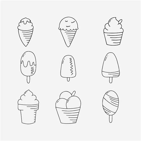 Premium Vector Ice Cream Doodle Line Vector Illustration