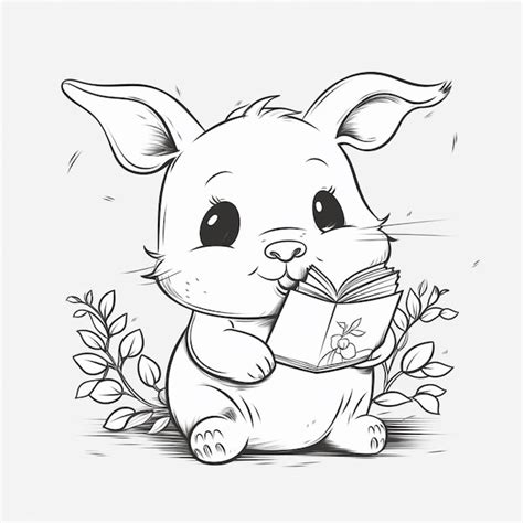 Premium Ai Image A Cartoon Rabbit Reading A Book While Sitting On The