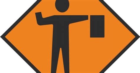 Flagman Ahead Road Sign