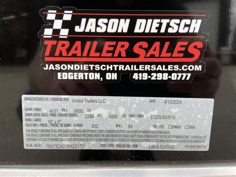 United 8 5x24 LIMITED Car Racing Trailer For Sale In EDGERTON OH