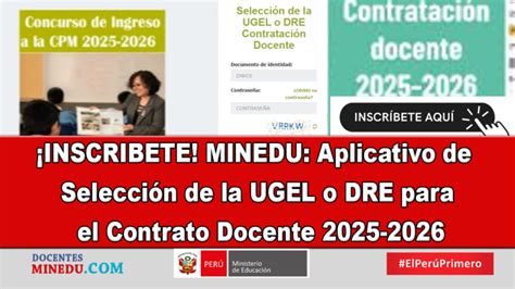 Inscribete Minedu Aplicativo De Selecci N De La Ugel O Dre Para El