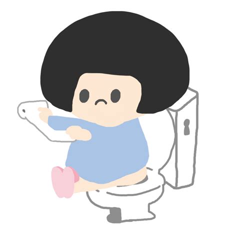 トイレの水を流す子供のかわいいイラスト画像素材（無料、フリー）