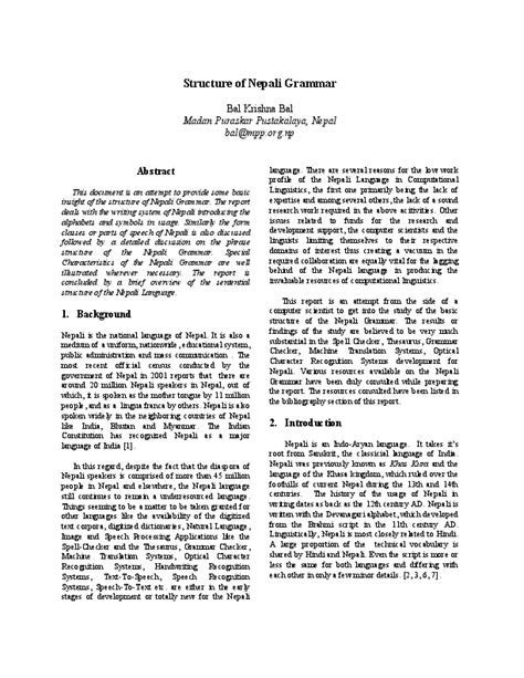 (PDF) Structure of Nepali Grammar